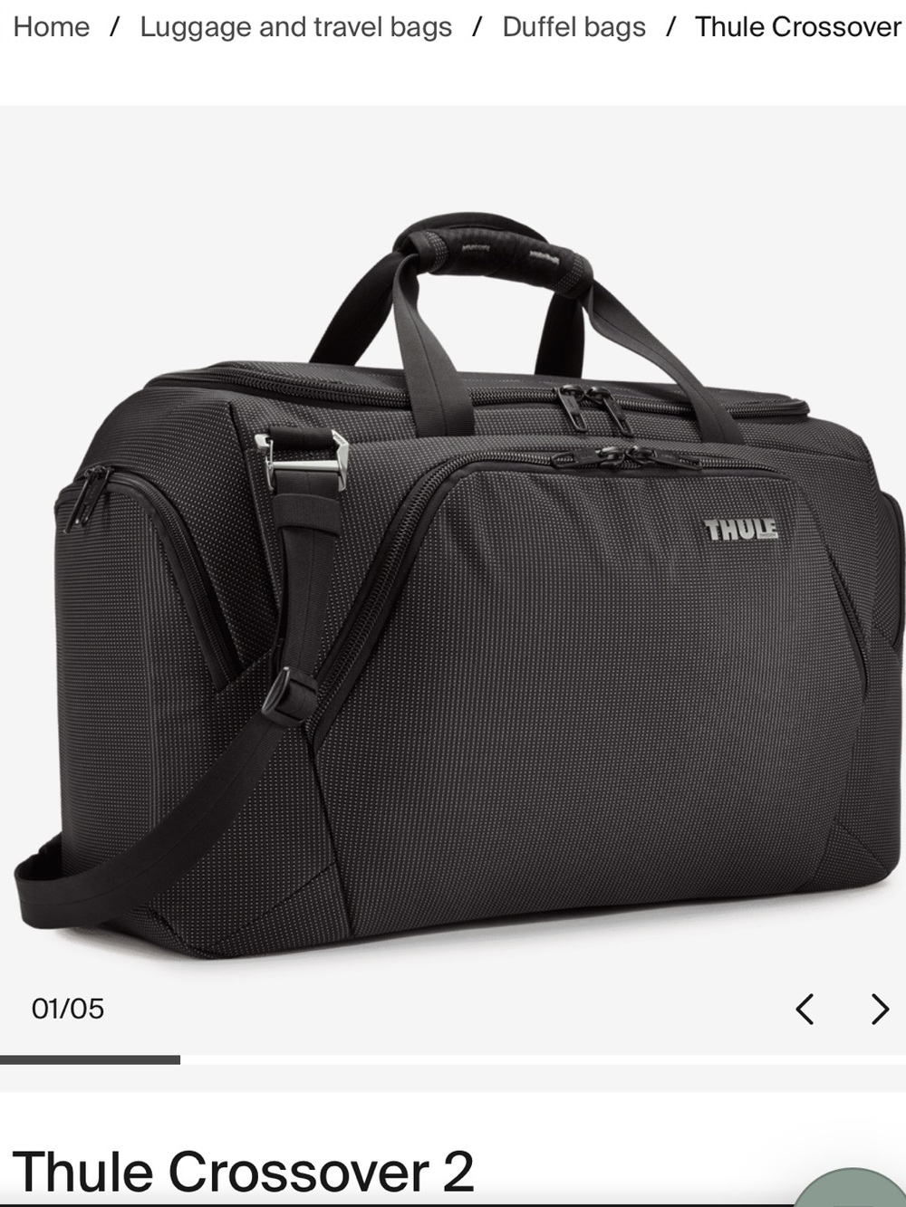 Thule Crossover 2 Duffle Travel Bag 44L Black Blue